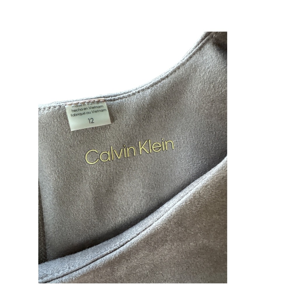Calvin‎ Klein Tulip Faux Suede Sheath Dress Cap Sleeve - Picture 4 of 7